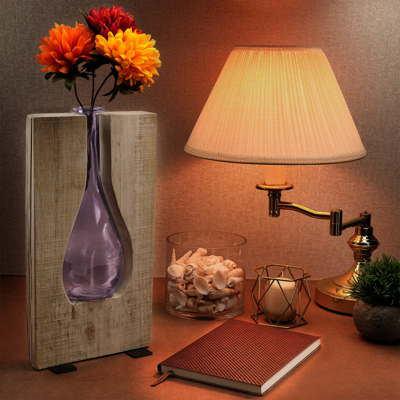 Treviso Wood Table Vase, Purple