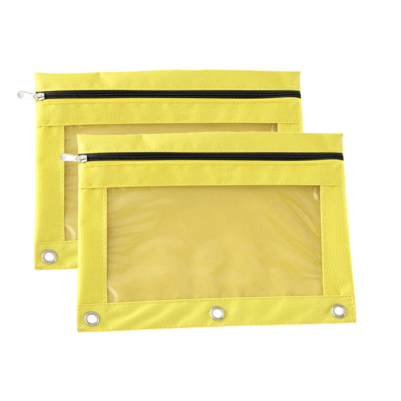 Sac de rangement de bureau 2 pièces avec œillets en tissu B5 avec trois trous et fermeture à glissière, P