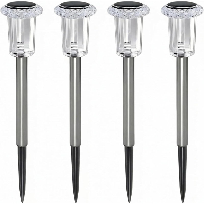 Éclairage de sentier solaire pour l'extérieur, paquet de 4 de 13 pouces, piquets solaires à lentille de cristal avec motif en étoile, lumières de jardin imperméables Ip65 pour paysage de patio