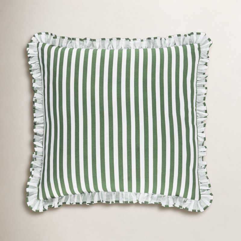 Coussin Aneatra, 18 po x 18 po, Housse de coussin seulement - sans coussin, Rayures vertes