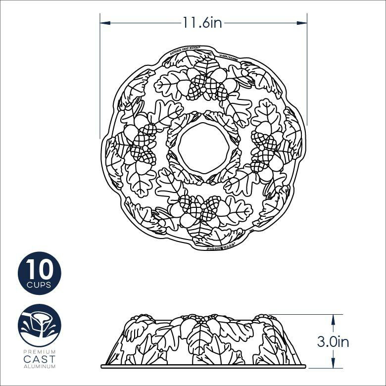 Bronze Autumn Wreath Non-Stick Aluminum Bundt Pan
