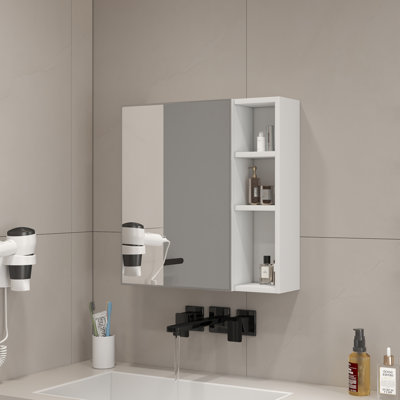 Armoires à pharmacie blanches en MDF peu encombrantes, rangement de miroir moderne pour salle de bain