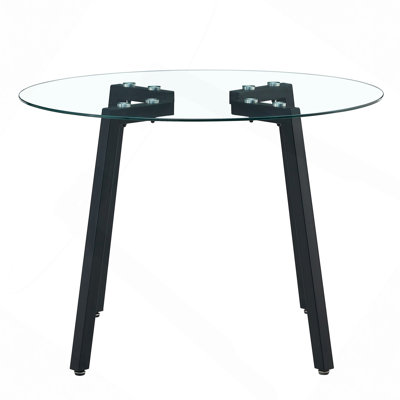 Modern Round Clear Tempered Glass Dining Table