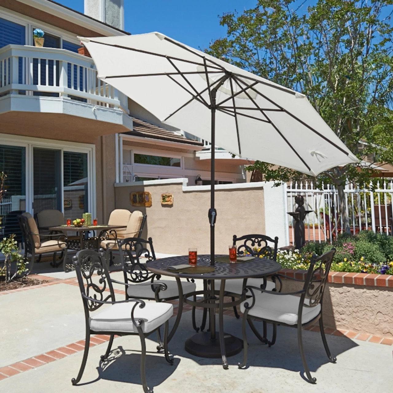 Stevie 108'' Outdoor Umbrella, White - Olefin