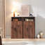 Armoire de rangement autoportante pour salle de bain, armoire de plancher en bois avec 1 tiroir et 2 portes, brun-1149365767