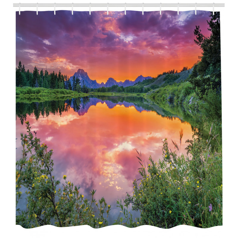 Ensemble de rideau de douche et crochets mountain, H 84 po x l 69 po