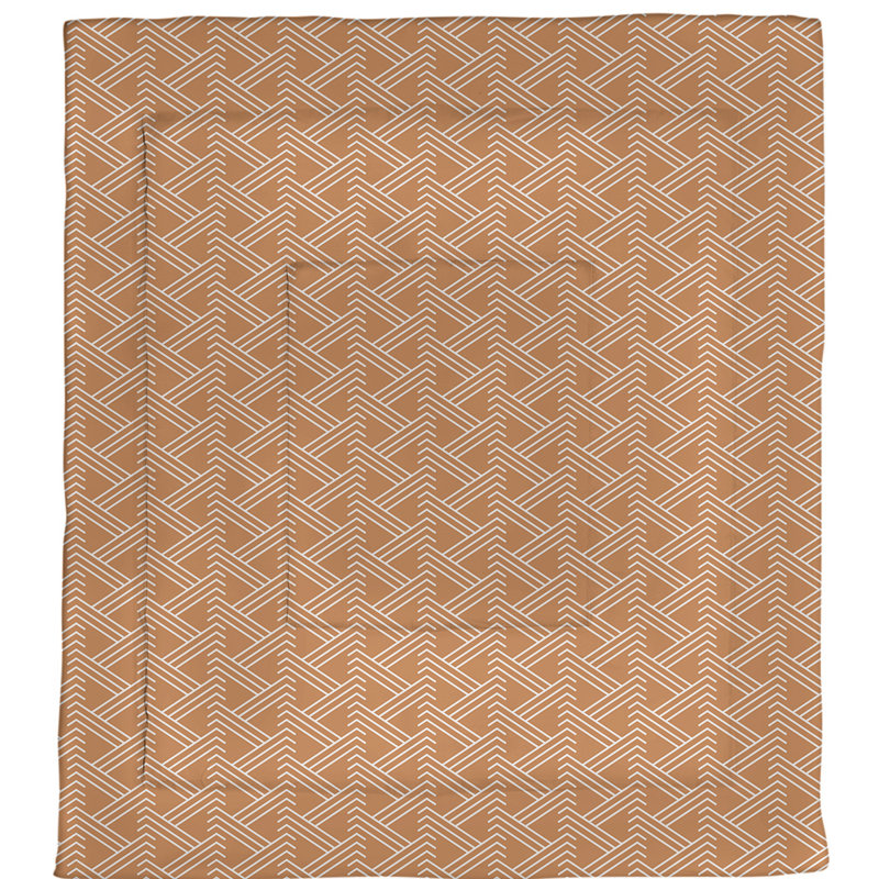 Édredon réversible en microfibre Dana Strider, Édredon simple, Orange / blanc géométrique 1
