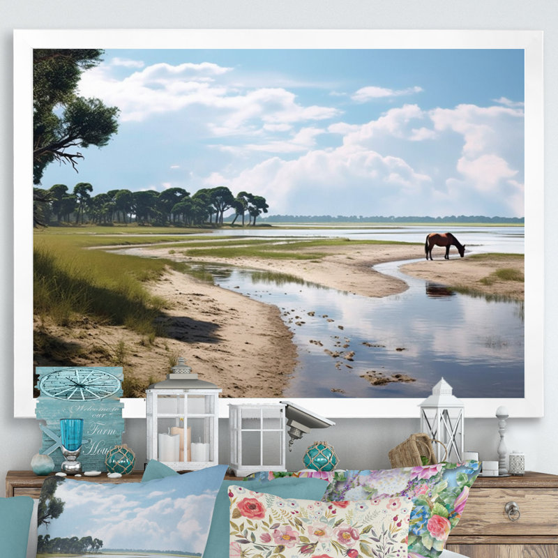 Georgia's Beach Solitude sur toile, H 30 po x l 40 po x P 1,5 po, Cadre photo blanc