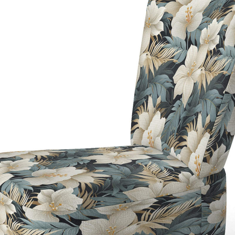 Chaise d'appoint rembourrée A, Motif tropical tropique monochrome II