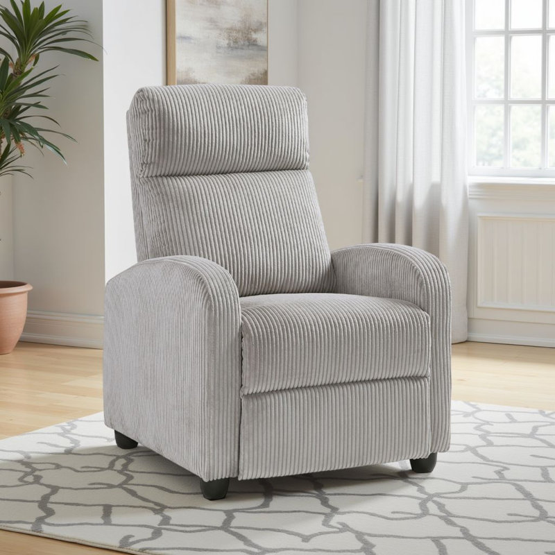 Yailem 27" Modern & Contemporary Corduroy Push Back Reclining Chair with Push-Back Motion, Pocket Coil Seating & Solid Wood Frame