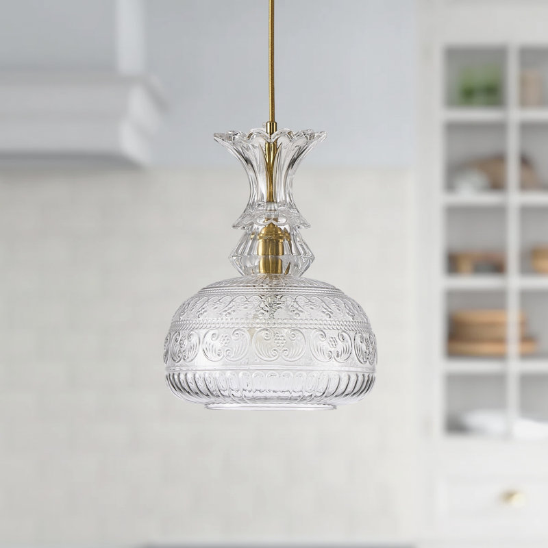Vintage Clear Glass Pendant Light, 9" Wide, Adjustable Hanging Height, Industrial Farmhouse Style UL Listed, Clear