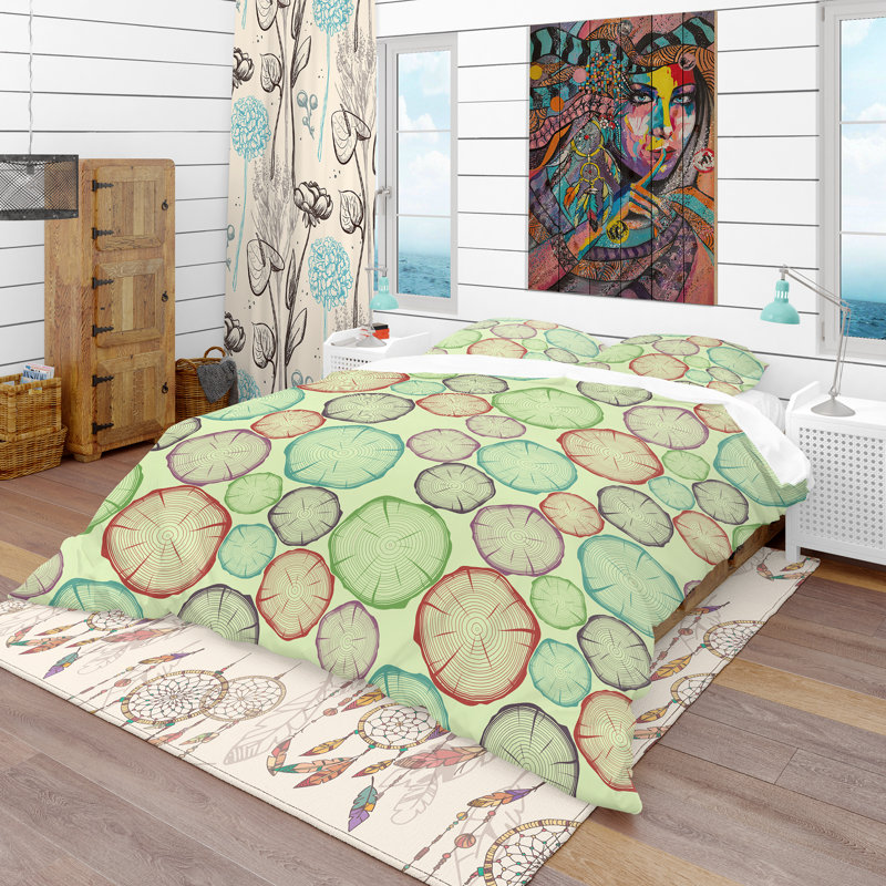 Ensemble de housse de couette rustique en microfibre verte, Housse de couette très grand + 2 taies décoratives