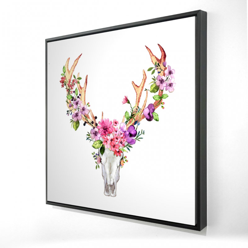 " Deer Skull With Flowers "