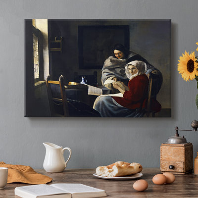«Girl Interrupted at Her Music» -Johannes Vermeer-Toile tendue avec châssis-c. 1660 - 1661