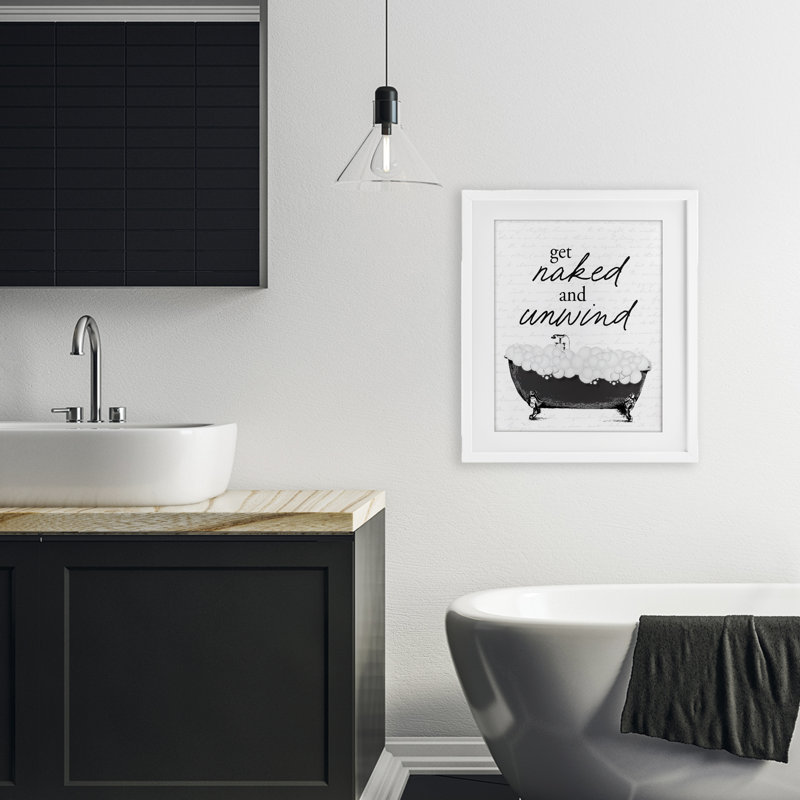 «Unwind Bubble Bath», impression sous verre encadrée, H 21 po x l 17 po, Cadre blanc côtier