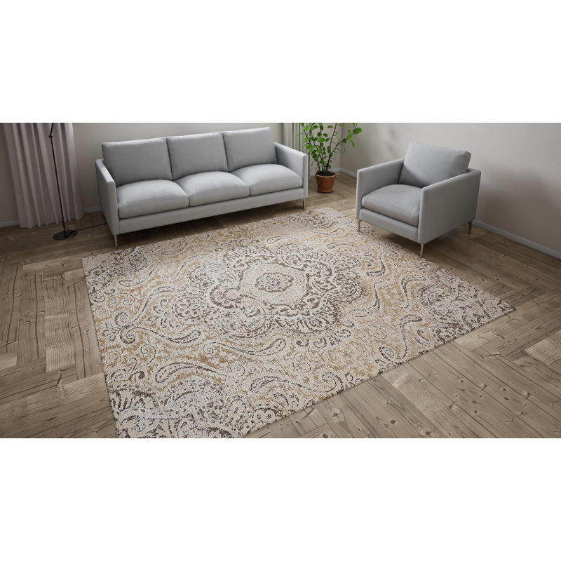 Beige Transitional Wool Rug - 8' x 9'11"