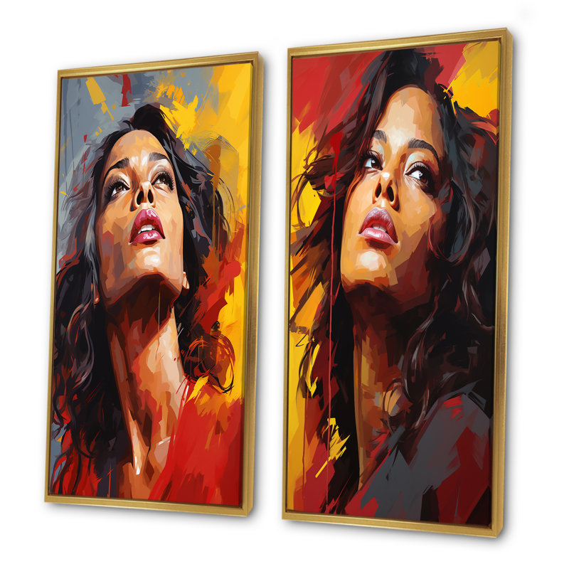 Ensemble de salon bourgogne bordeaux Pop Art Portrait - Celebrity Wall Art, Encadrement doré, H 40 po x l 41 po