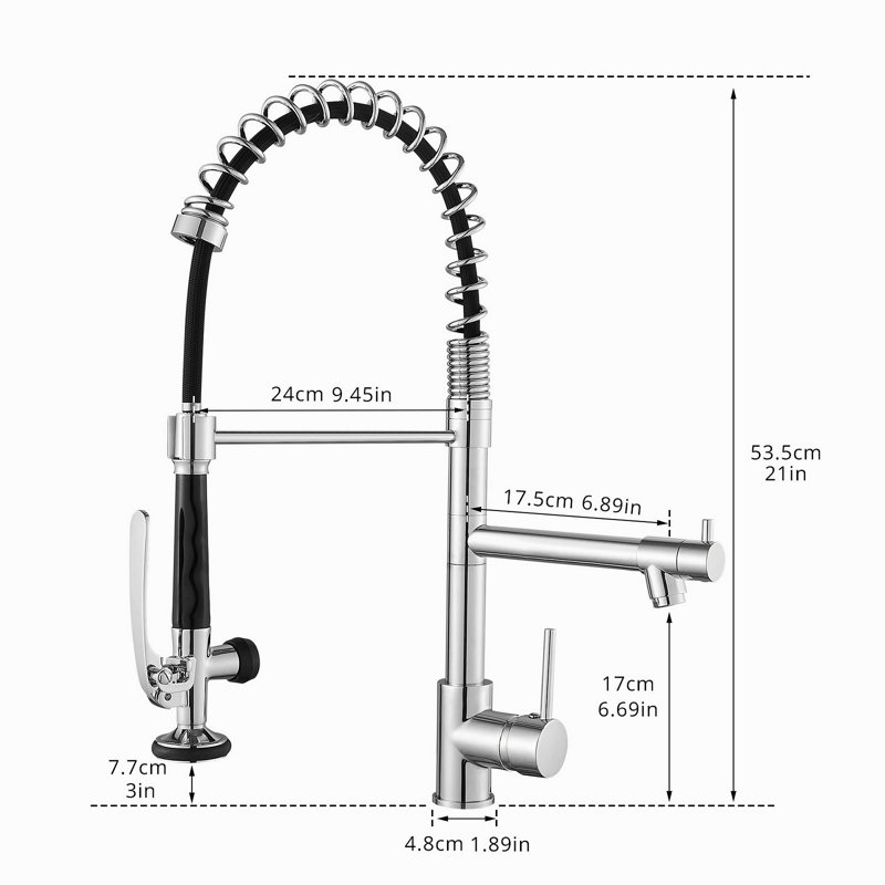 Robinet de cuisine avec douchette rétractable, robinet d'évier de cuisine à poignée simple, Chrome chrome