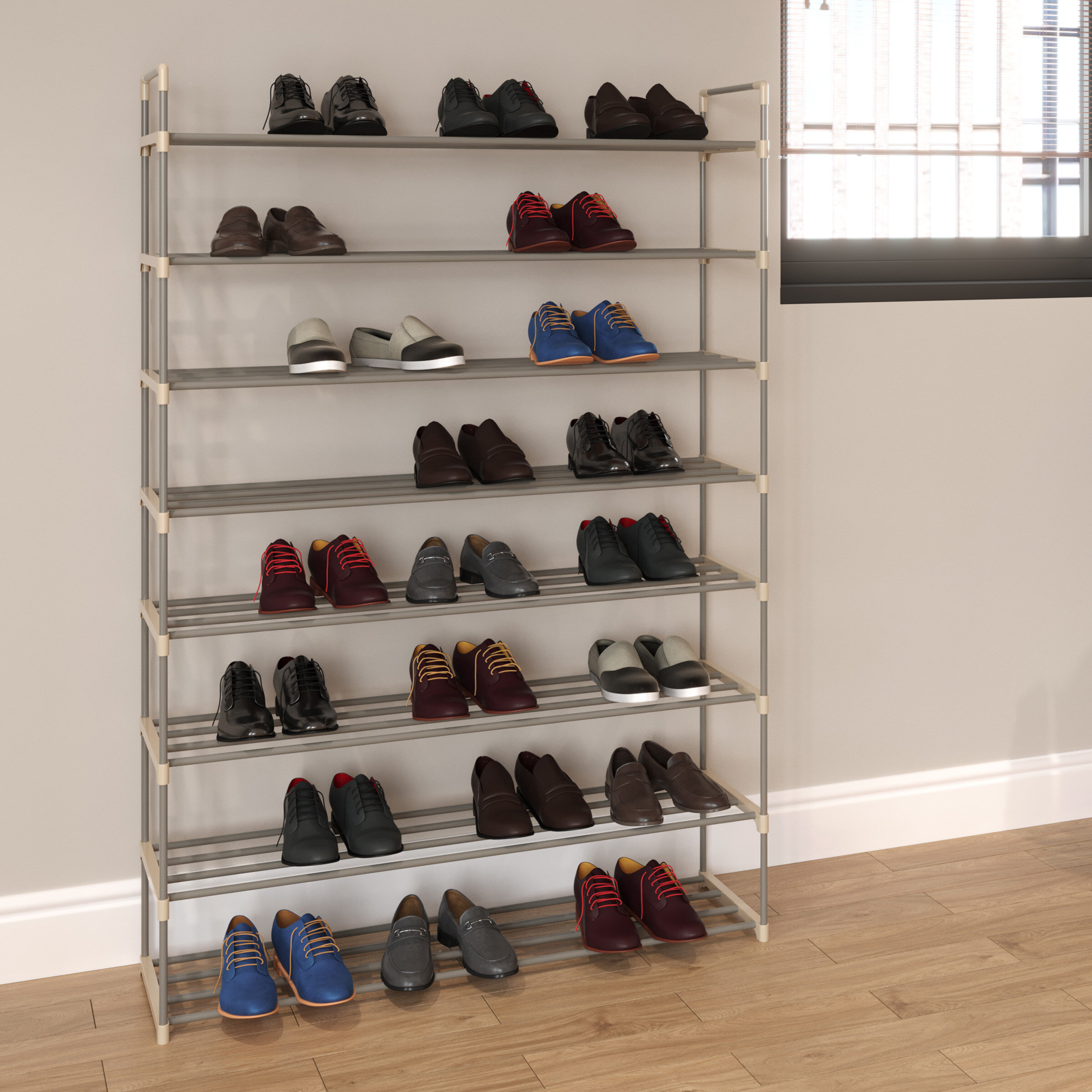 3-Tier Shoe Rack Organizer for Closet, Bathroom, Entryway - Shelf Holds 15 Pairs of Shoes Rebrilliant