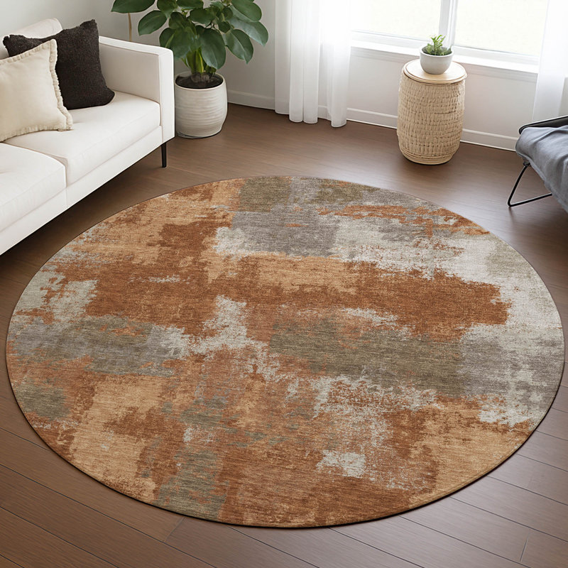 Machine Washable Indoor/Outdoor Chantille ACN2913 Modern Rug, Paprika, 8' Round