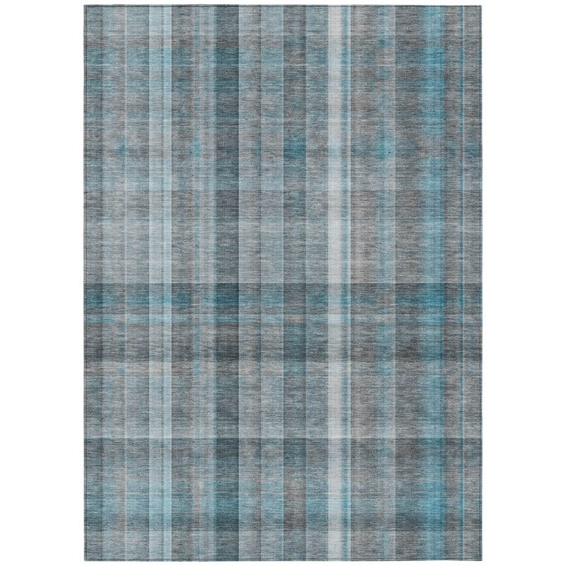 Tapis extérieur antidérapant lavable à carreaux bleu sarcelle 3 pi x 5 pi