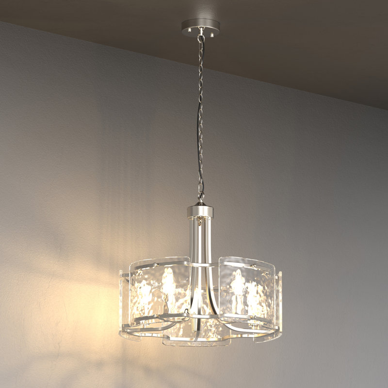 Lustre tambour 5 lumières 19 pouces, Nickel