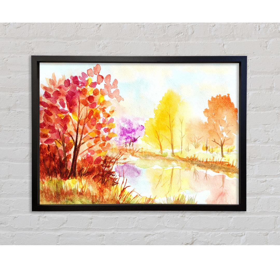 Autumn On The Lake - Einzelbildrahmen Kunstdrucke auf Leinwand