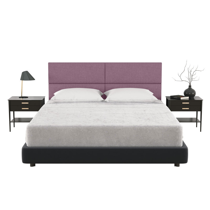 Panelist Modern Padded Headboard - Set of Wall Mounted Panels, Charcoal Microvelvet, King (22.5"H x 38"W, Set of 2)