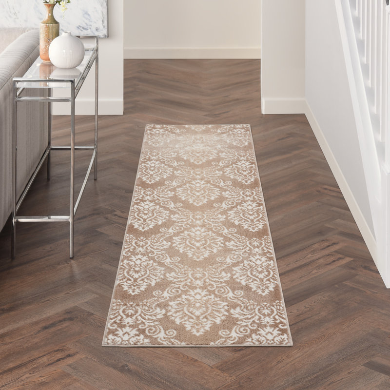 Tapis floral ivoire Rheba, Tapis de couloir 2 pi 3 po x 7 pi 6 po