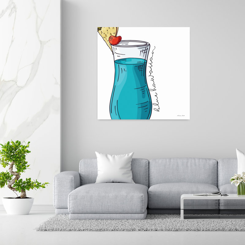 Art contemporain bleu hawaïen, H 48 po x l 48 po