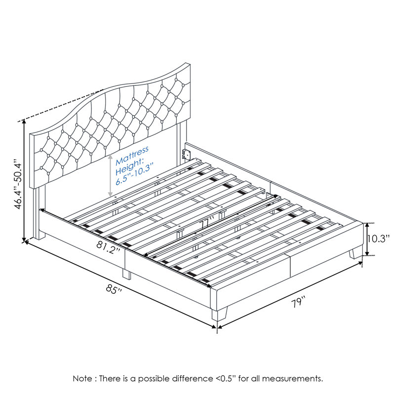 Marne Upholstered Platform Bed, King