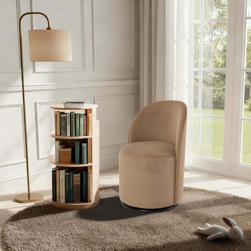 Chaise de salle à manger pivotante à 360 degrés de style moderne avec coussin rembourré et dossier incurvé, avec une base en métal pour les salles à manger ou les cuisines.