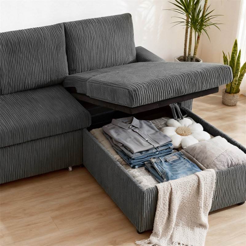 81" Sleeper Sofa Couch With Pullout Bed, Convertible Sleeper Sectional For Living Room, Comfortable Modular Couchs With Storage