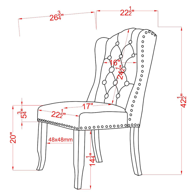 Adler Tufted Upholstered Wingback Side Chair, Light Gray