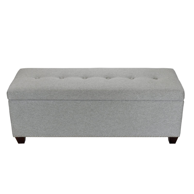 Lalonde Polyester Blend Upholstered Storage Bench, Gray, No