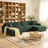 Canapé modulaire rembourré en chenille vert 6 pièces avec coussins décoratifs et repose-pieds amovibles