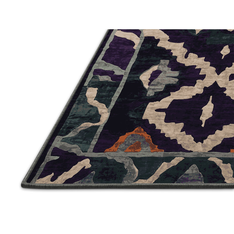 Tapis mauve soyeux et moelleux, Rectangle 5 pi x 7 pi