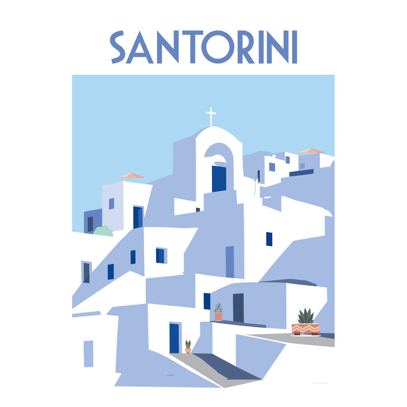 Affiche Santorini III par Omar Escalante, H 32 po x l 24 po