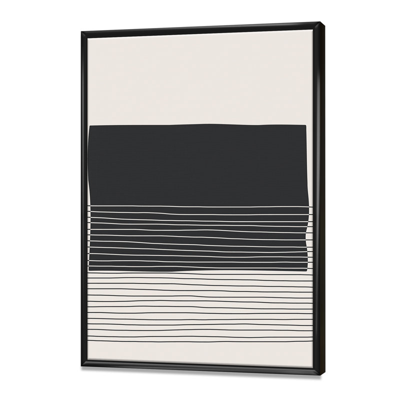 Kiro Minimal Geometric Lines and Squares VIII - Floater Frame Print on Canvas, Black Framed Canvas, 32'' H x 24'' W x 1'' D