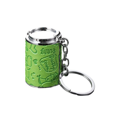 Mini Cylindrical Lipstick Shaped  Box Keychain Portable Leather  Container Keyring Small Hidden Storage Case For  Earplugs Jewelry