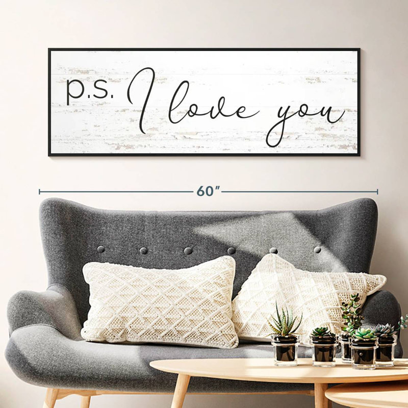P.S. I Love You, typographie, Cadre flottant noir, 49 po x 17 po