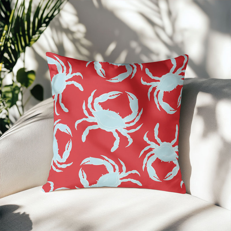 Coussin décoratif d'extérieur Crabby, Carré 16 po, Rouge