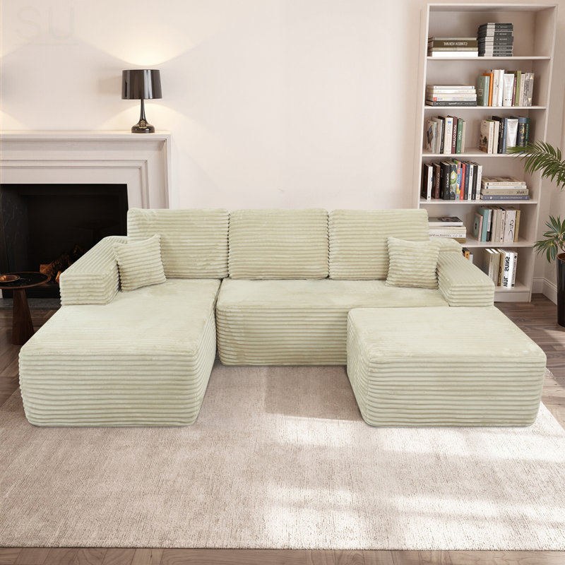 105.7 Inch Cloud Sectional Couch With U-Shaped Chaise, Modern Modular Sofa With Deep Seat, Upholstered For Living Room And Bedroom, No Assembly Required