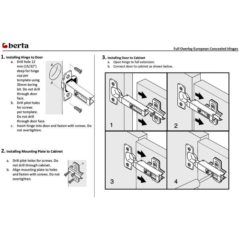 Full 105 Degree Concealed Frameless Overlay Hinge