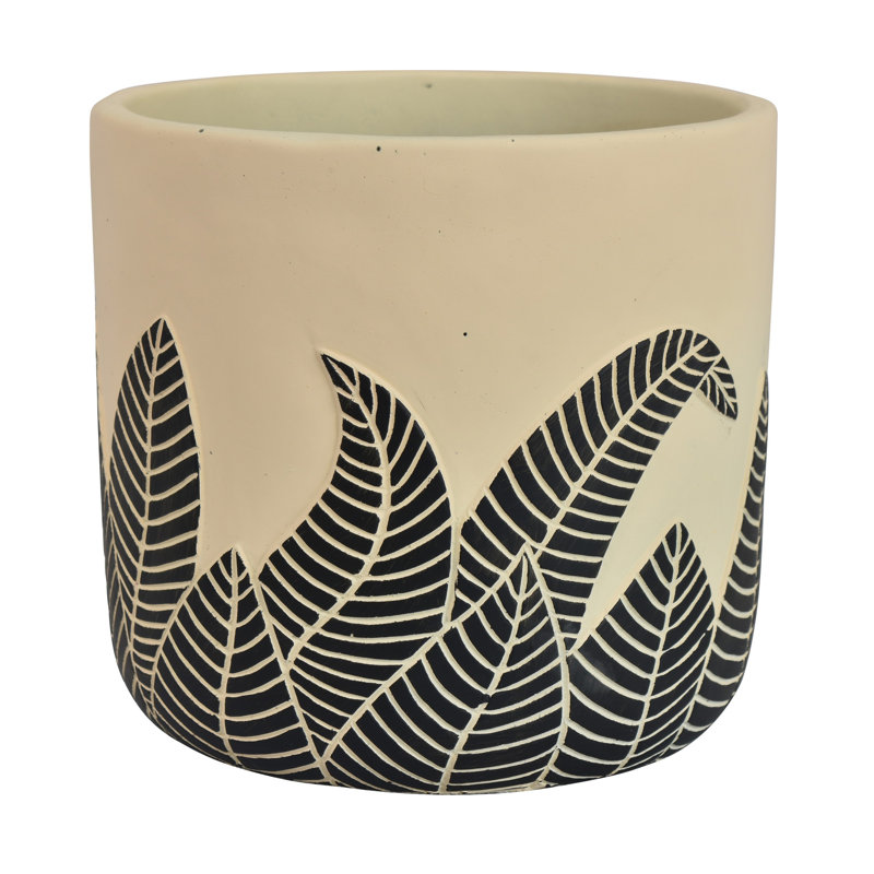 Pot à fleurs en terre cuite Gapspard, Blanc / jaune, H 6,75 po x l 7 po x P 7 po
