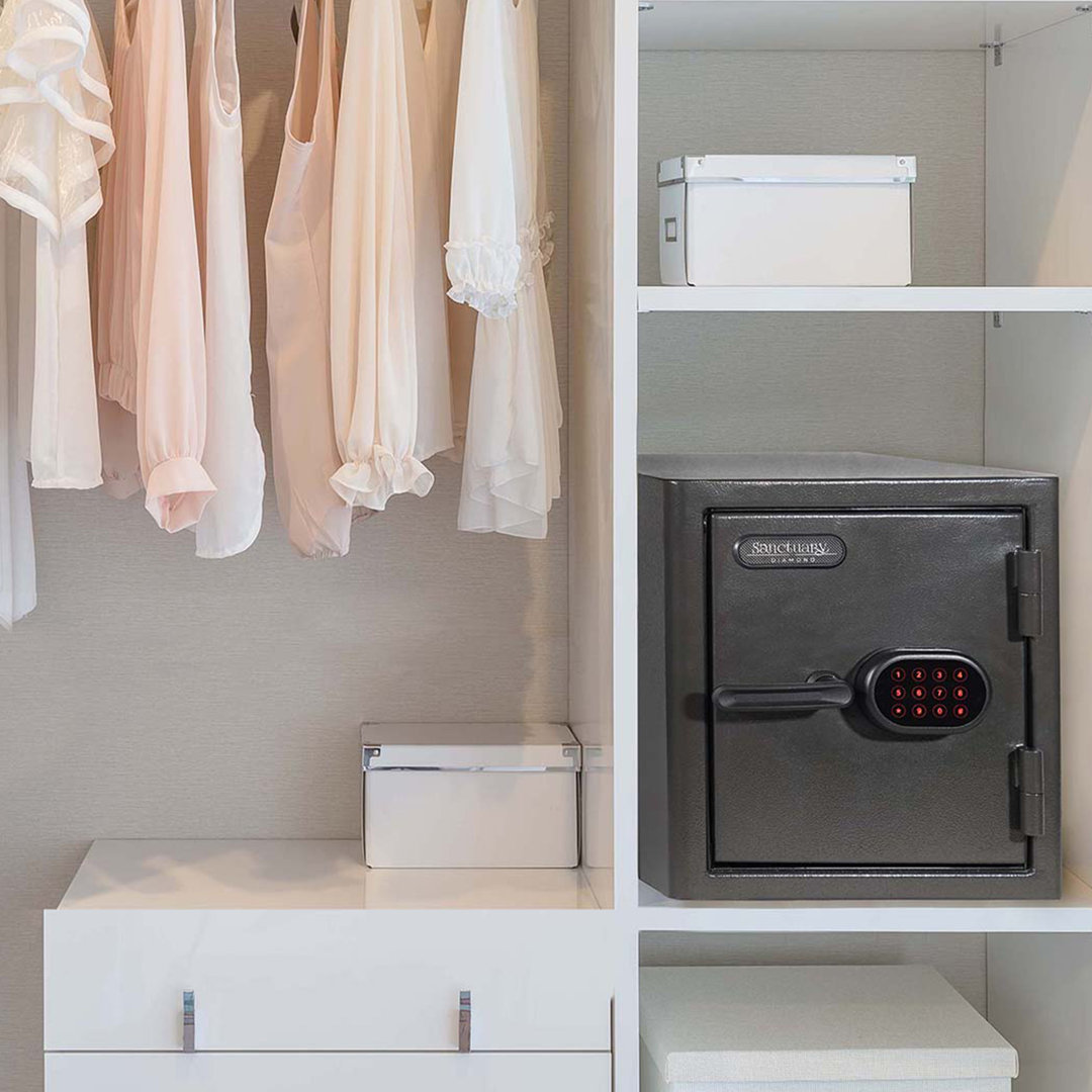 Diamond Fire/Waterproof Home & Office Safe with Electronic Lock, Dark Gray Hammertone Sanctuary