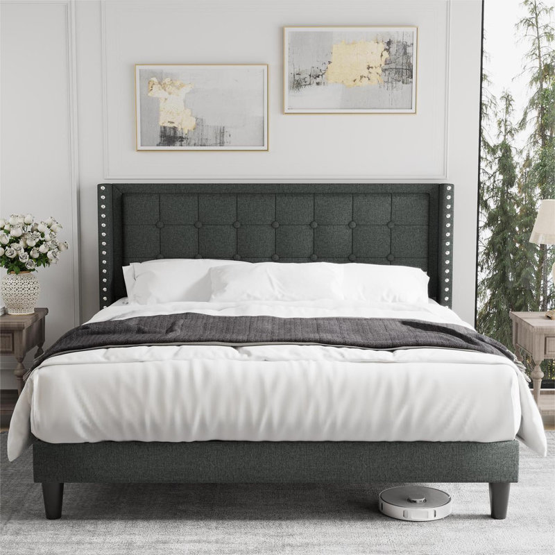 Pocitos Upholstered Wingback Bed, King