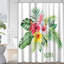 Rideau de douche imperméable aquarelle à motif floral avec feuilles vertes tropicales et 12 crochets-183617490