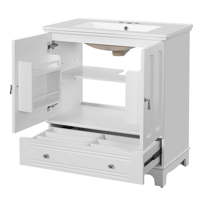 Meuble-lavabo 30 po avec lavabo en céramique, Blanc