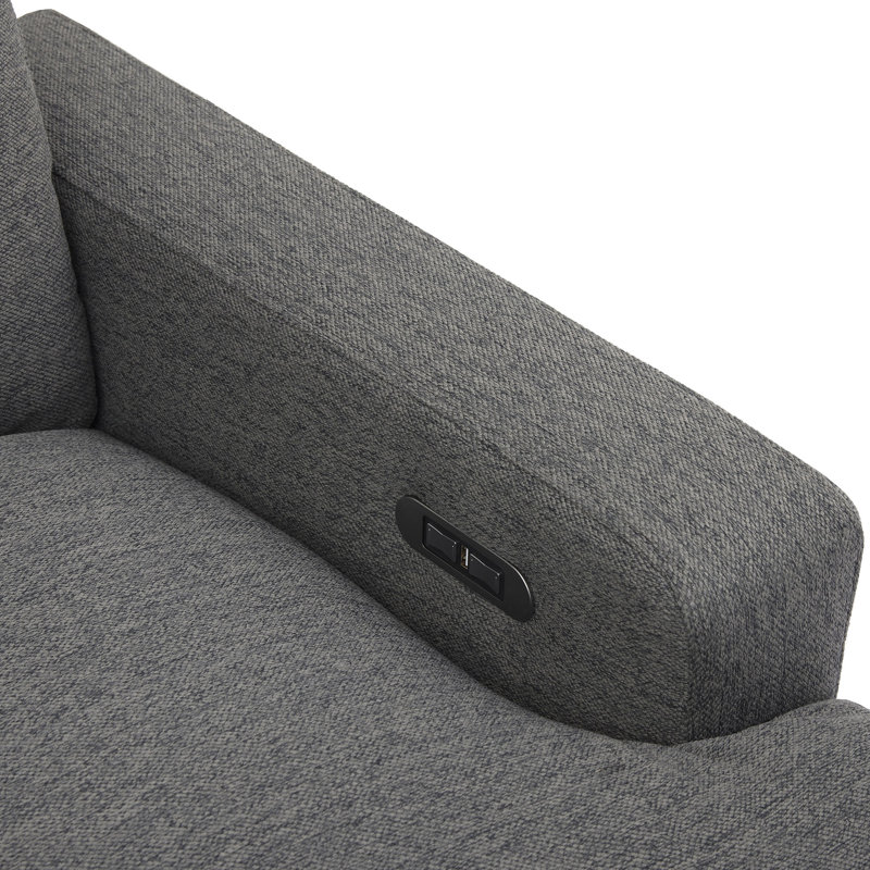 Canapé modulaire inclinable électrique 104 po avec console multifonction 104 po, Lin gris foncé